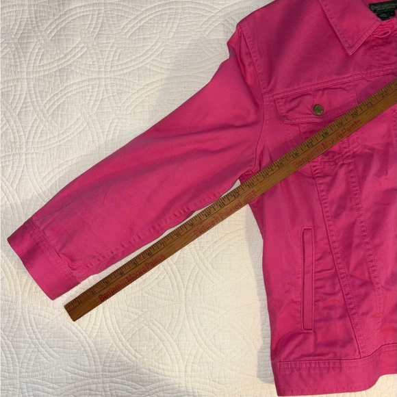 Ralph Lauren Denim Jacket Large Western Vibe Pink with Gold Hardware - Picture 6 of 7